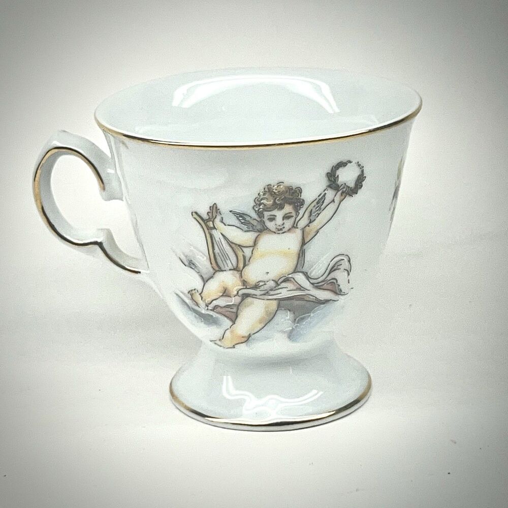 Trisa Porcelain Demitasse Teacup Cherubs Vintage